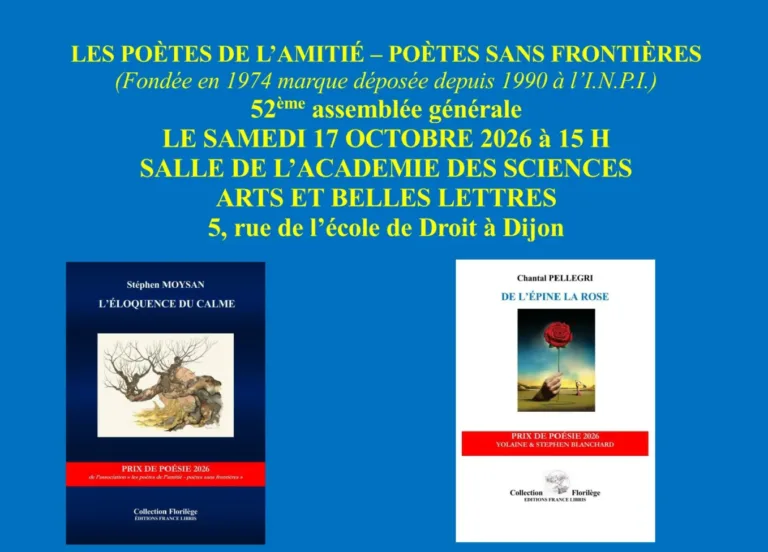 REMISE DE DEUX PRIX LITTERAIRES A DIJON PAR LES POETES DE L&rsquo;AMITIE – POETES SANS FRONTIERES